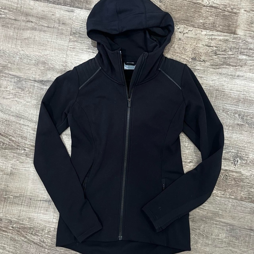 Athleta Aligned Tight Black Zip Up Jacket